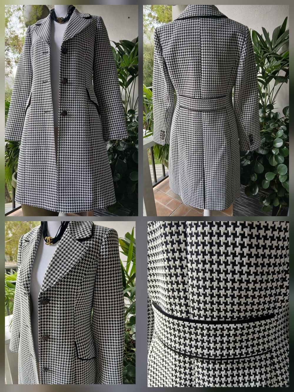🔥NWT $280 White House Black Market Houndstooth Trench Coat XXS